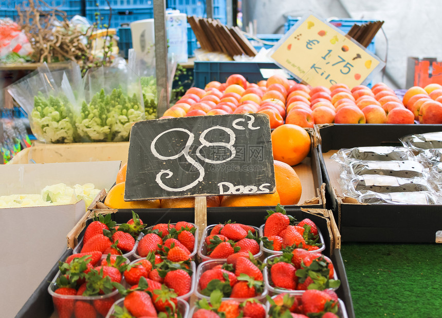 市场上的水果和蔬菜摊位橙子食物杂货店商业展示销售价格店铺饮食奇异果图片