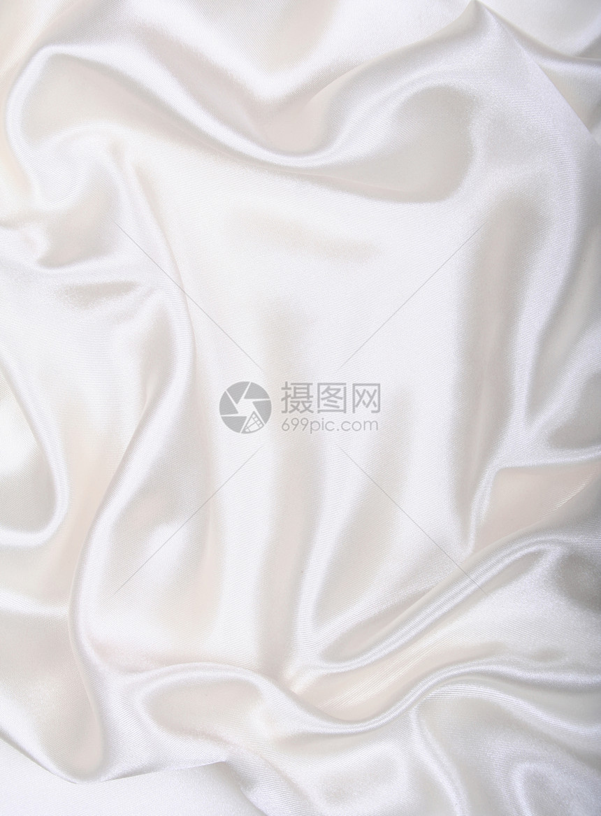 平滑优雅的白色丝绸银色纺织品布料海浪新娘涟漪折痕曲线婚礼材料图片