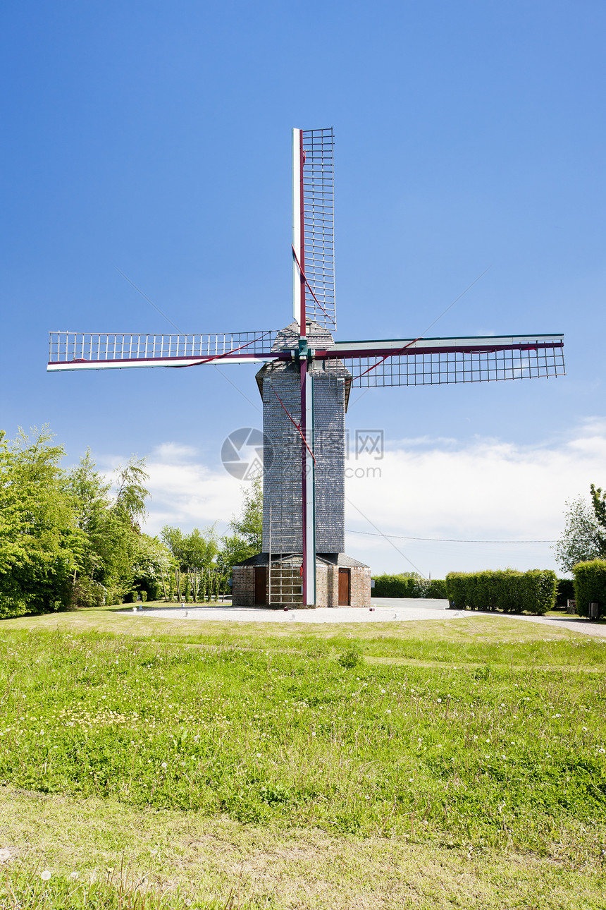 北帕拉省Steenvoorde附近的木制风车外观旅行世界位置建筑建筑学图片
