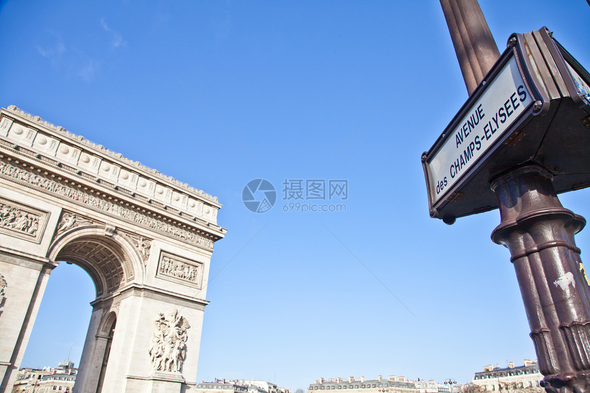 巴黎  凯旋门国家首都假期游客纪念馆蓝色艺术胜利文化石头图片