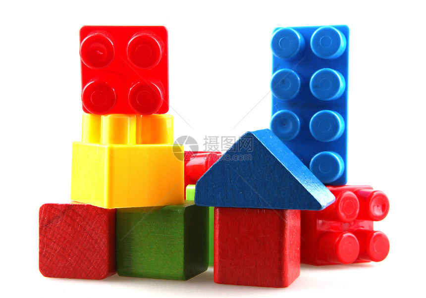 砖块大楼建筑物形状游戏施工学校积木立方体蓝色几何玩具图片