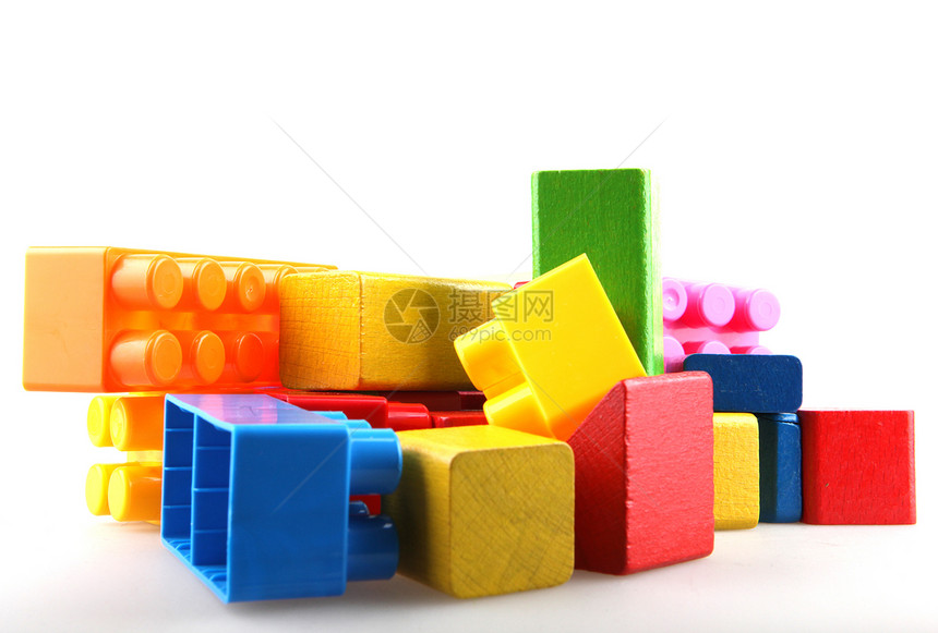 砖块大楼学校婴儿游戏黄色蓝色几何绿色立方体建筑玩具图片