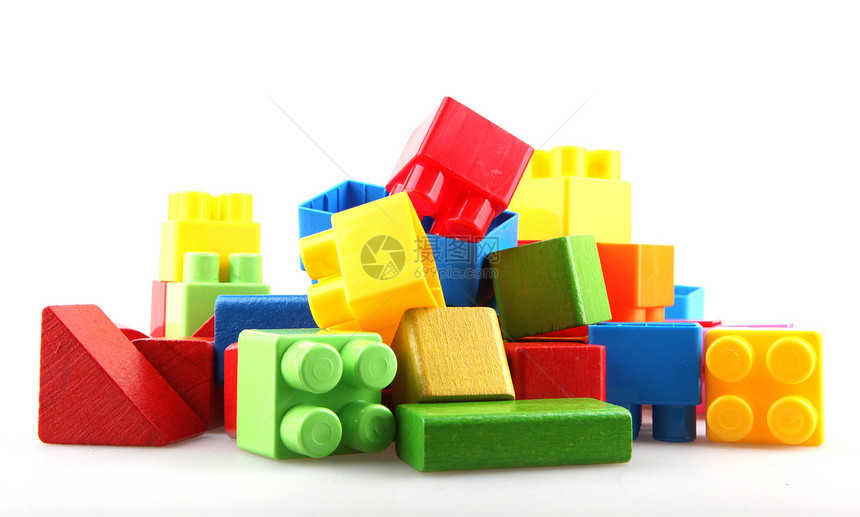 砖块大楼塑料孩子几何蓝色积木游戏学校操场儿童建筑物图片