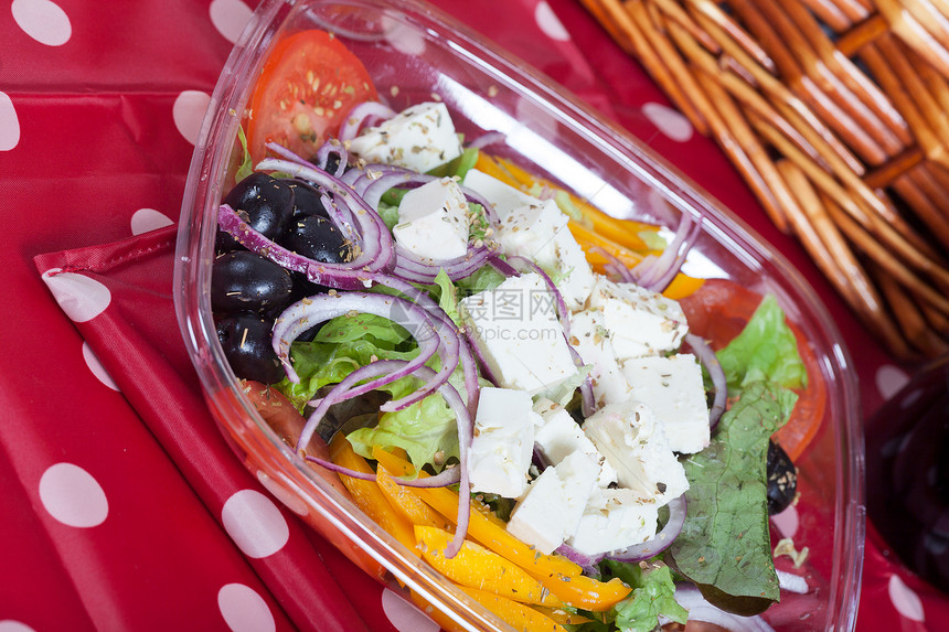 希腊沙拉小吃蔬菜餐饮红色午餐野餐食物营养饮食图片