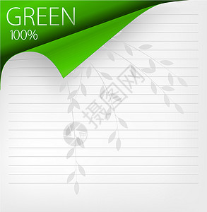 纸角素材绿角床单笔记本折叠插图角落文档生态横幅曲线标签插画