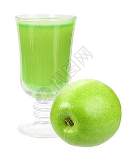 新鲜绿色苹果汁和苹果果汁液体工作室蔬菜早餐酒精玻璃气泡食物水果背景图片