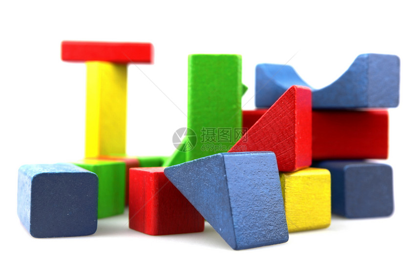 木制构件木头绿色建筑物长方形构造黄色游戏喜悦红色玩具图片