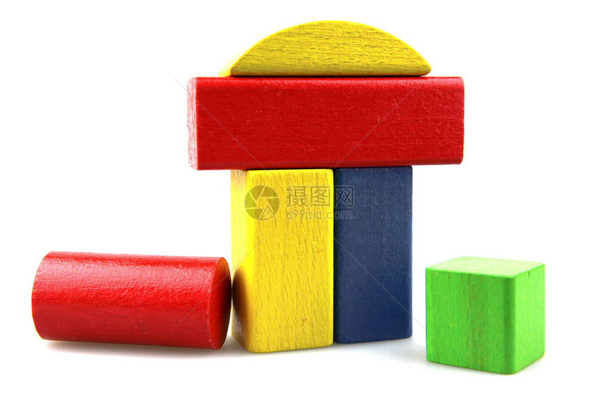 木制构件长方形操场玩具蓝色童年红色绿色闲暇创造力黄色图片
