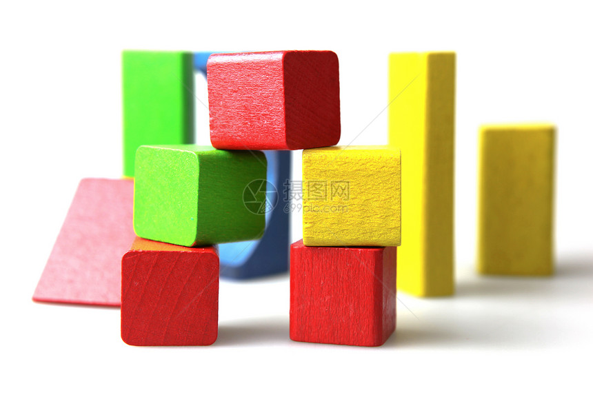木制构件立方体蓝色操场木头创造力孩子玩具长方形白色喜悦图片