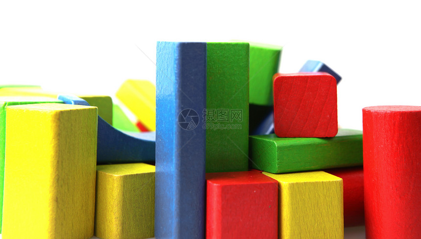 木制构件长方形操场创造力白色建筑物玩具蓝色孩子木头构造图片
