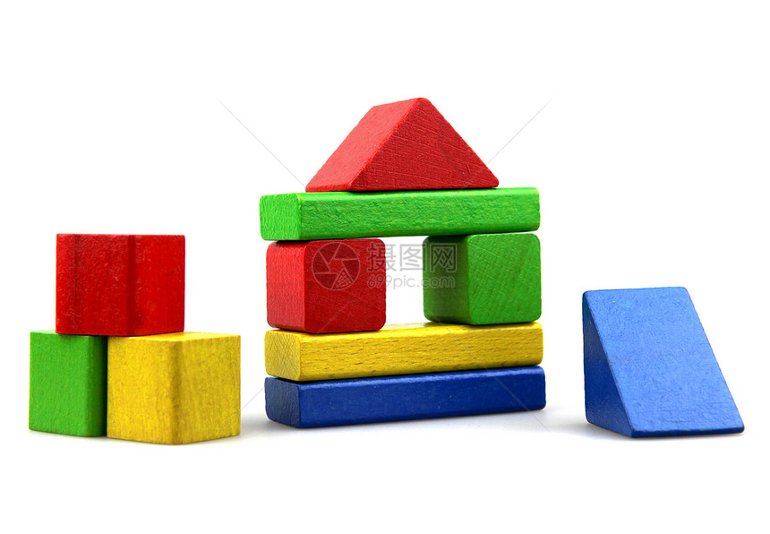 木制构件玩具红色绿色白色喜悦童年蓝色学习黄色孩子图片