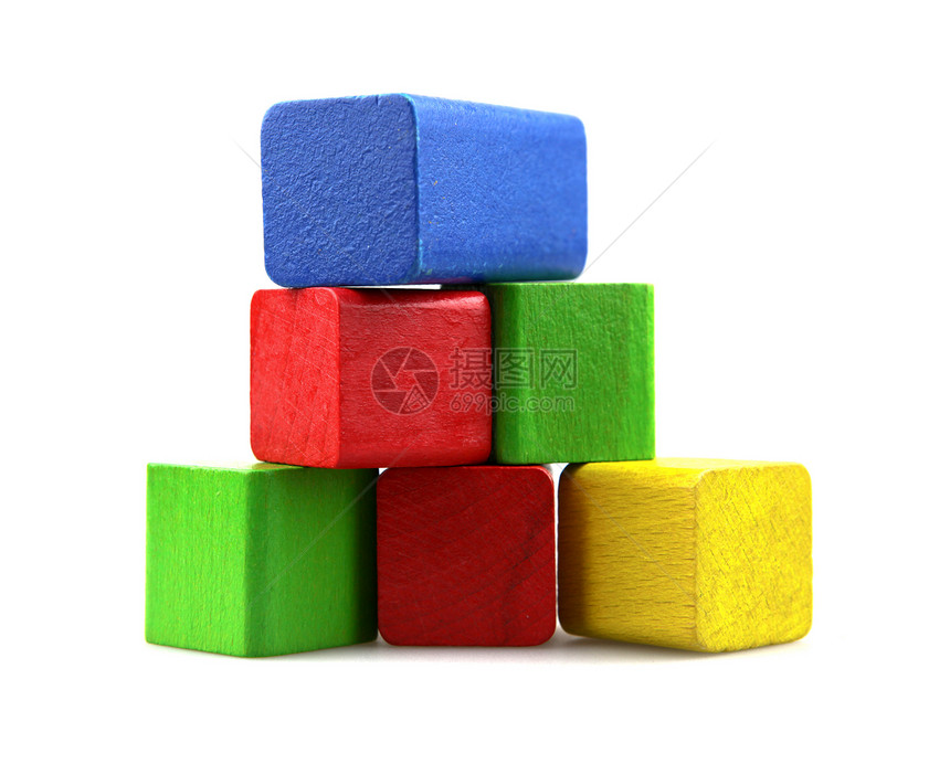 木制构件绿色立方体蓝色喜悦创造力黄色游戏童年学习玩具图片