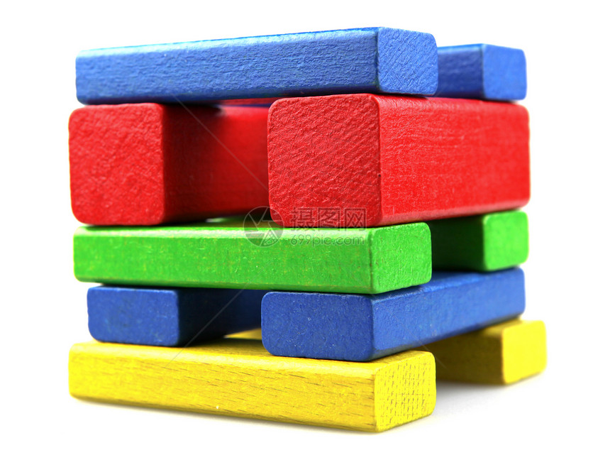 木制构件玩具黄色喜悦创造力构造童年长方形闲暇蓝色立方体图片