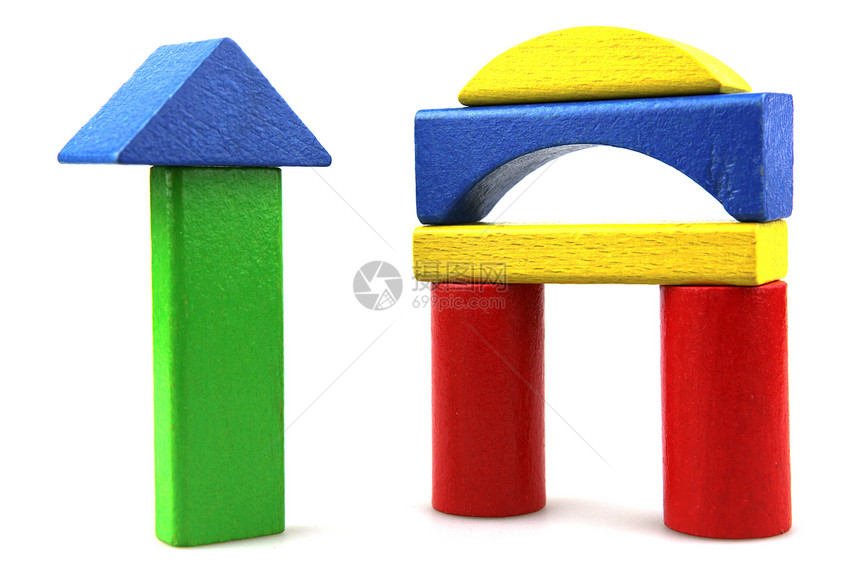 木制构件构造喜悦闲暇玩具游戏婴儿期立方体黄色建筑物长方形图片