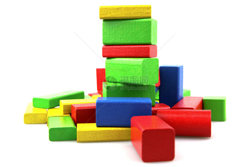 木制构件构造长方形绿色孩子立方体喜悦建筑物童年创造力玩具图片
