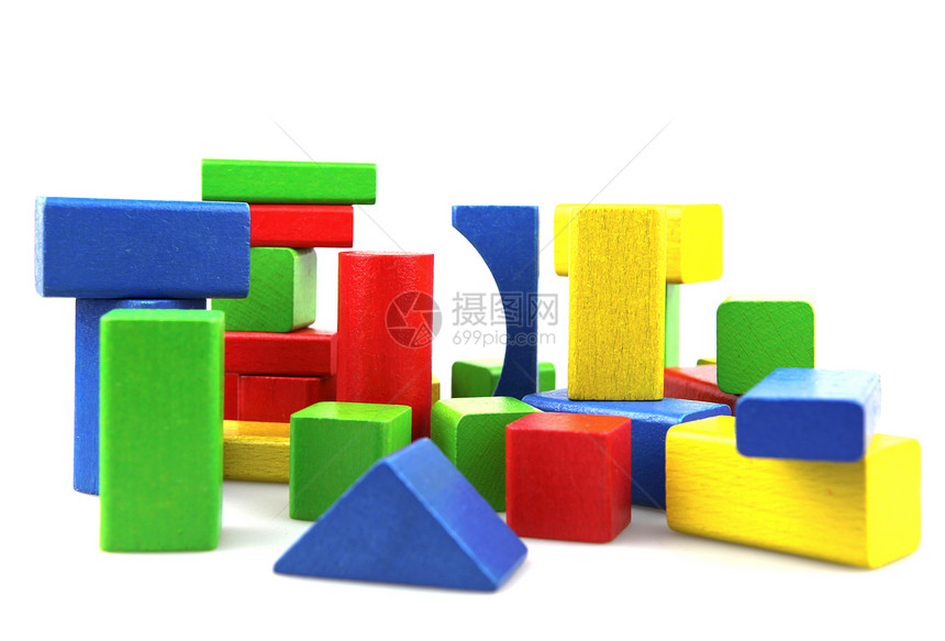 木制构件创造力童年喜悦立方体学习蓝色构造绿色操场建筑物图片