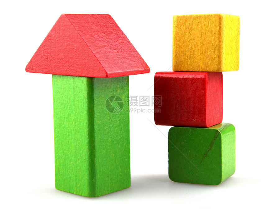 木制构件玩具创造力黄色游戏建筑物童年喜悦绿色孩子蓝色图片