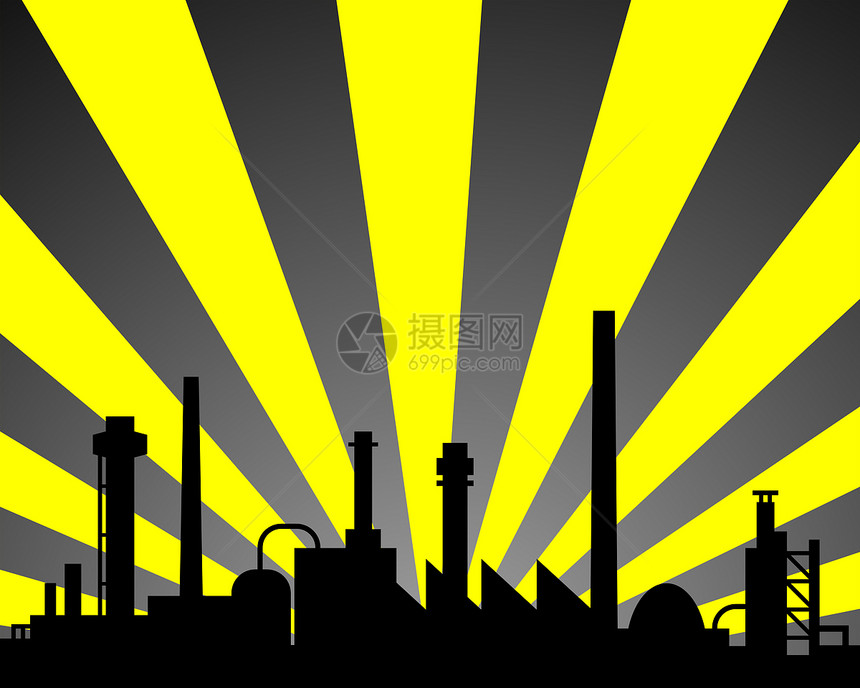 A 工业背景建筑物生产管道插图射线工厂建筑烟囱黄色技术图片