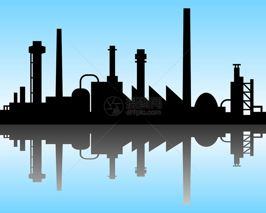 A 工业背景建筑物生产插图技术天空管道建筑环境蓝色工厂图片