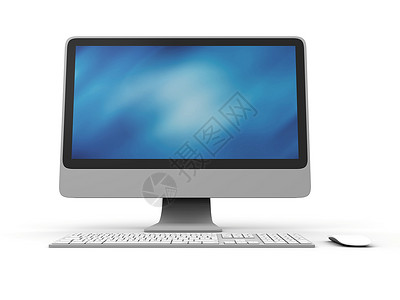 高级台式计算机金属插图宽屏展示键盘办公室技术硬件桌面老鼠背景图片