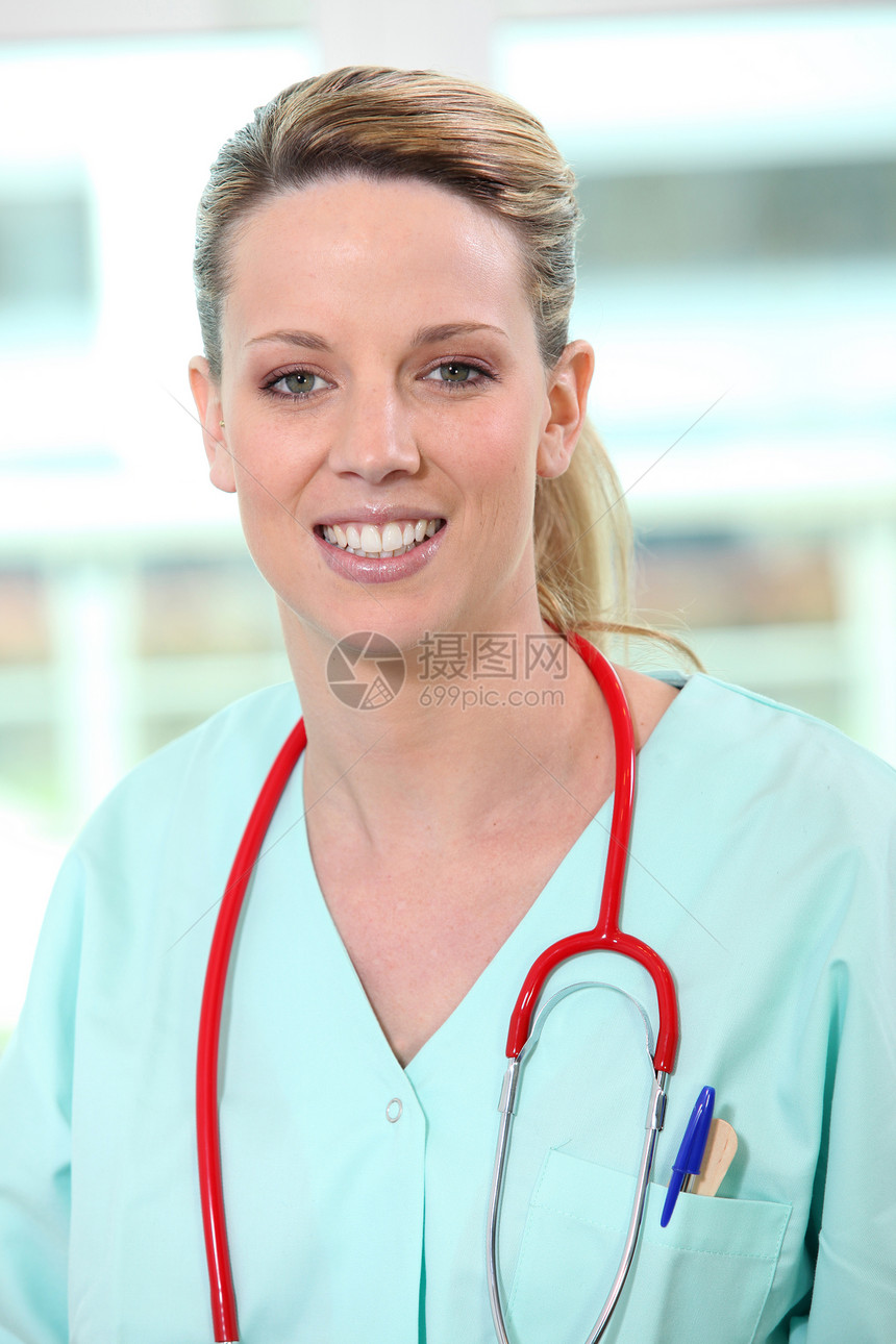 Blond女医生金发女士职业科学家救援外套药品成人病房护士图片
