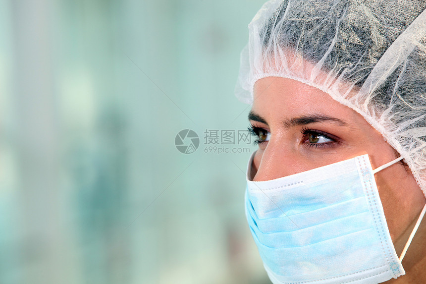 戴面罩的女医生科学医院传染手术疫苗护士工人面具注射器流感图片
