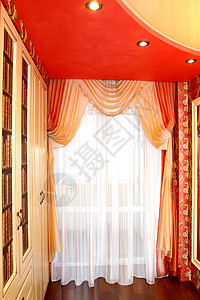 视窗薄纱建筑学纺织品棕色绳索丝绸房子折叠锦缎云纹背景图片