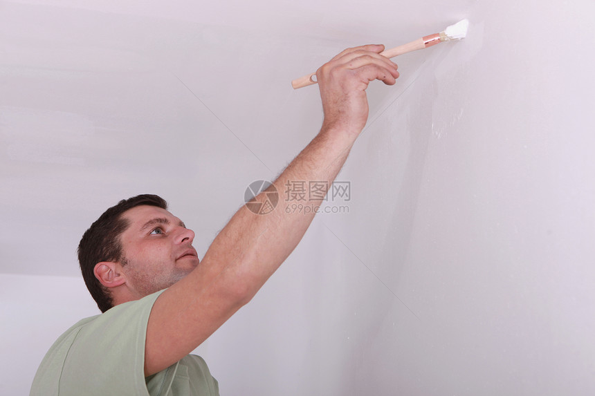 油漆画家装潢棕色刷子头发文件男性绘画白色配置房间图片