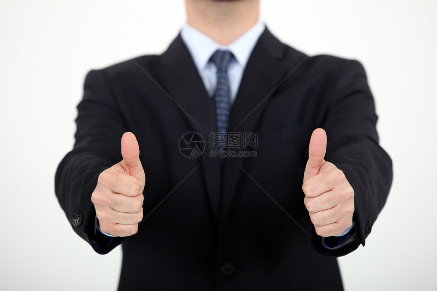 商务人士举起大拇指男人商务套装外貌手势管理人员工作室姿势多样性信号图片