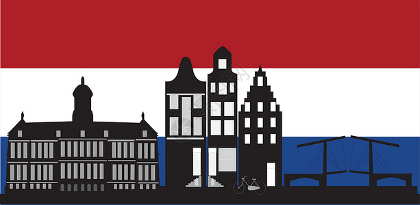 荷兰山墙房子Amsterdam 天线山墙历史石头游客城市耐用性建筑学旅行商业前线插画