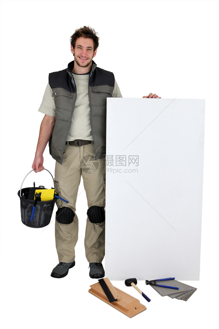 您的留言用棋盘左空空白的杂工瓷砖工作白色成功广告牌床单男人工人工作室木板图片