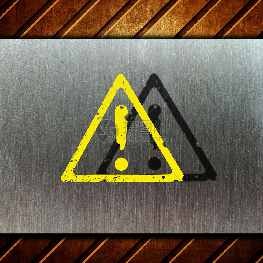 白色背景上的警告符号注意力棕色黑色三角形信号预防黄色工作危险按钮图片