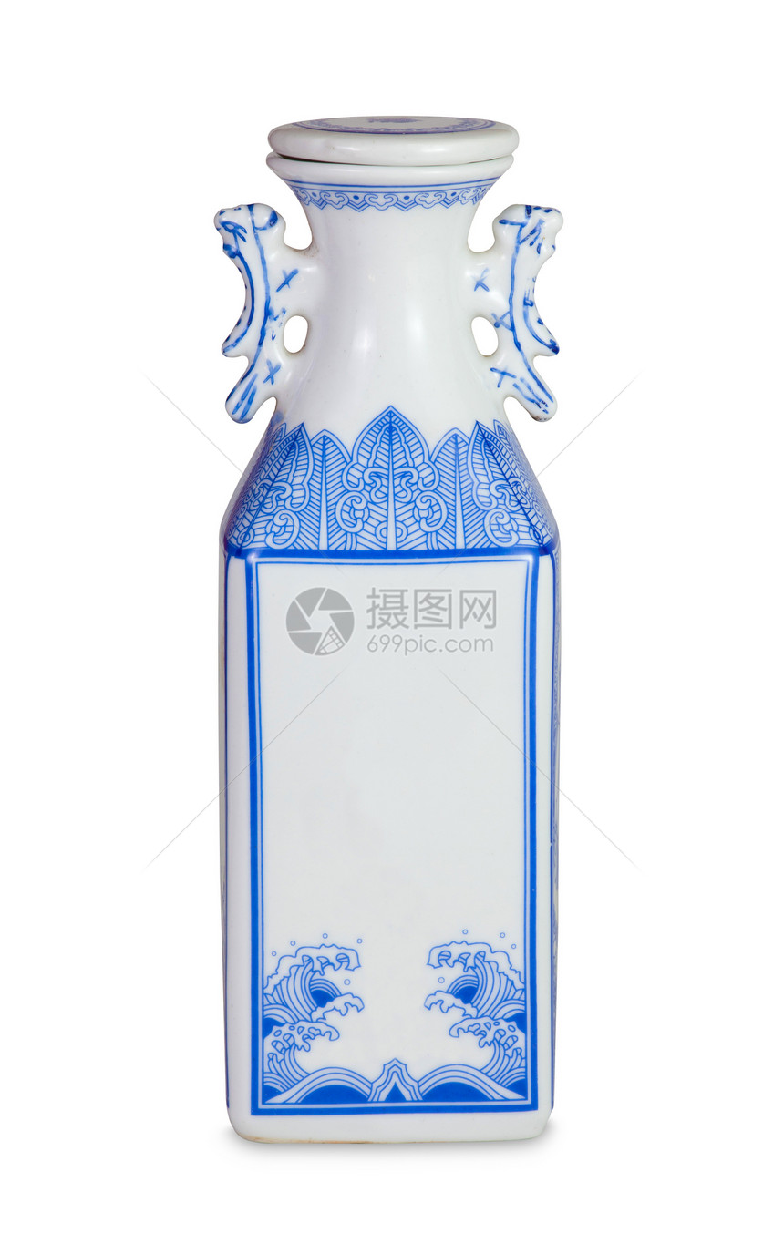 中国古董花瓶艺术绘画工艺商品制品瓷器遗产花朵历史蓝色图片