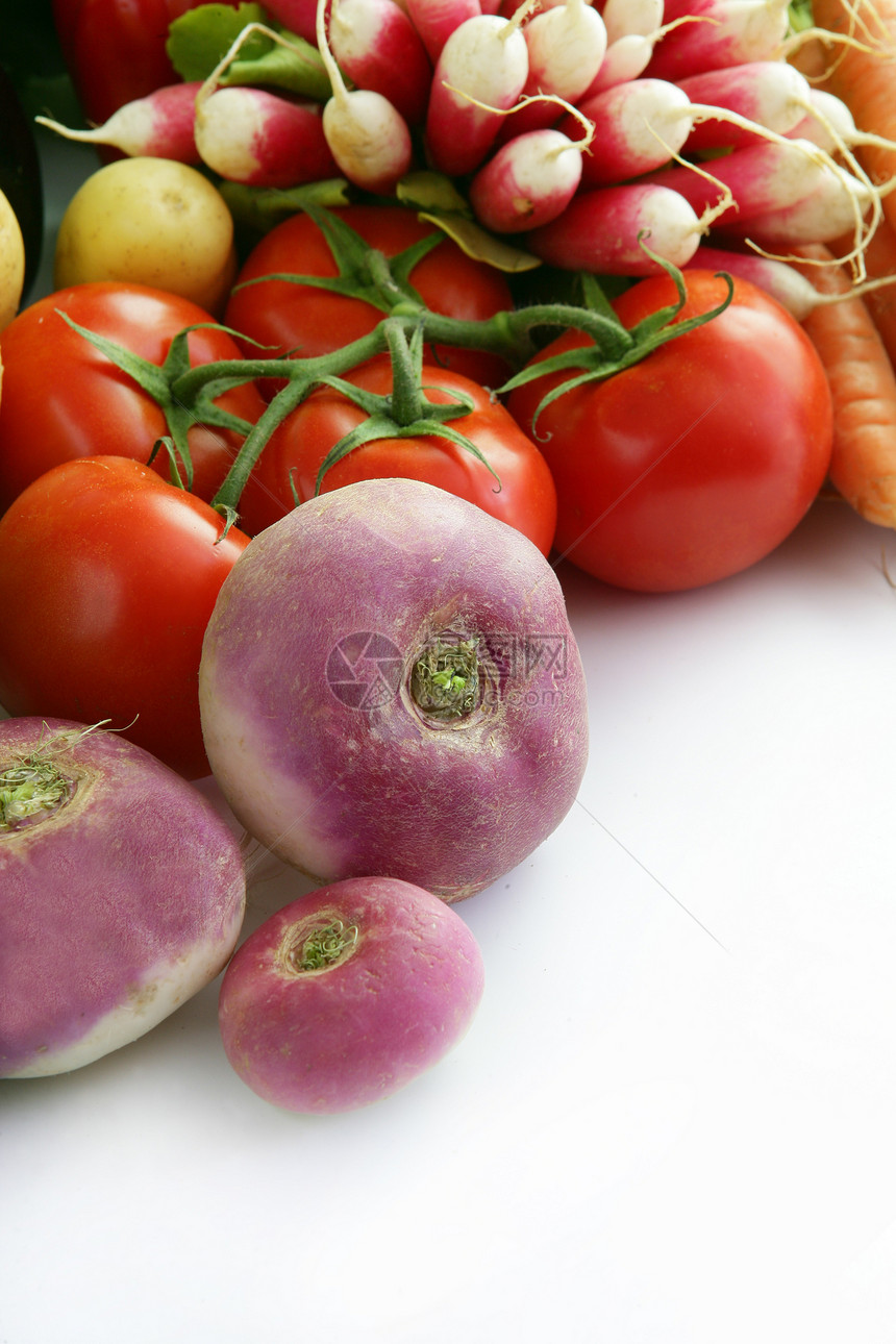 蔬菜杂类萝卜土豆藤蔓生产紫色壁球白色绿色收成烹饪图片