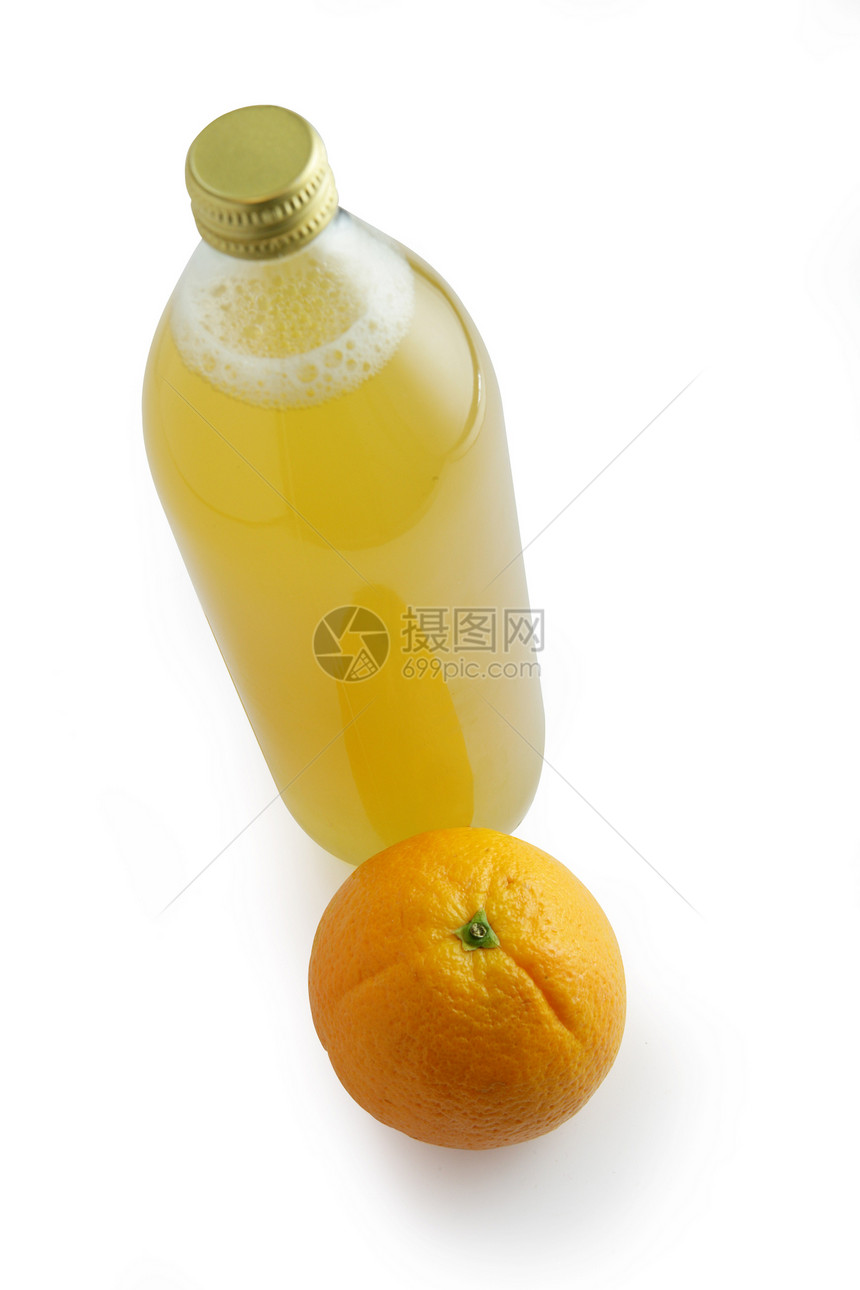 一瓶橙汁营养玻璃橙子液体瓶子反射食物养分果汁小吃图片