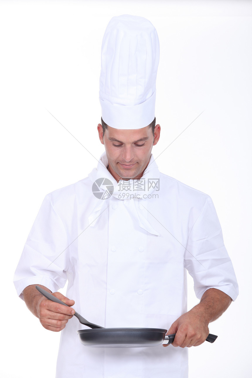 厨主烹饪副主厨油炸工作室食物平底锅头发厨师艺术家男性图片