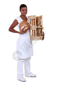 黑女人面包师背景图片