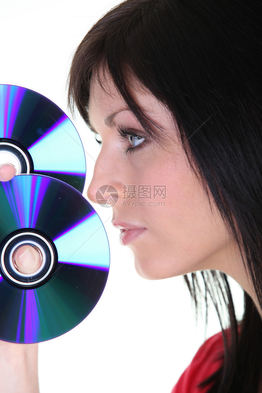褐色女人和光碟图片