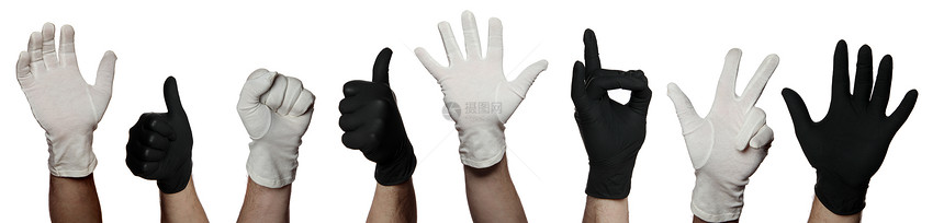 带有黑白手套的团队符号图片