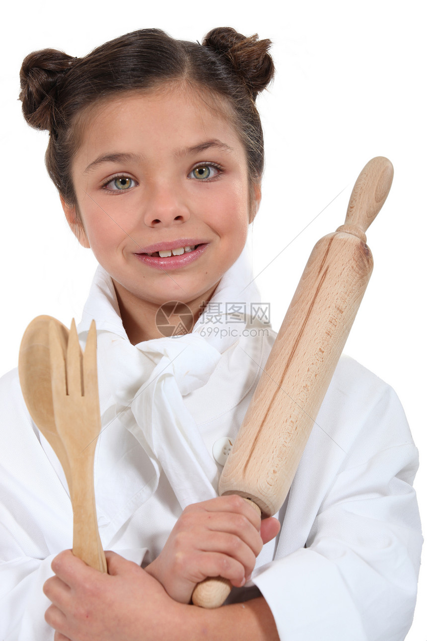 女孩假装做厨师图片