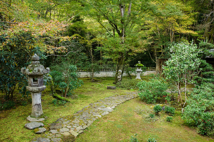 日本花园园艺平衡花园植物学石头途径木头公园叶子小路图片