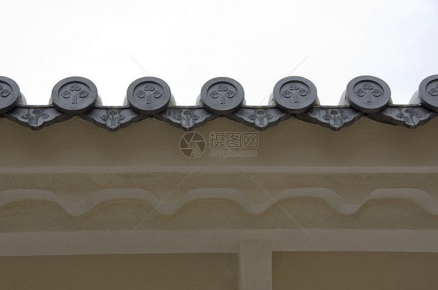日本屋顶牌旅行历史性历史传统建筑学天空艺术制品陶瓷房子图片