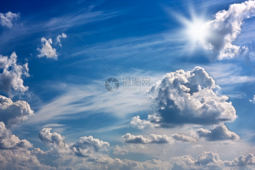 天空 太阳和云云天气气氛柔软度晴天场景天堂臭氧环境气象气候图片