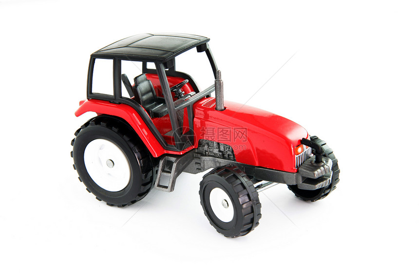 红玩具拖拉机耕作红色复制品机械粮食运输力量轮子农业场地图片