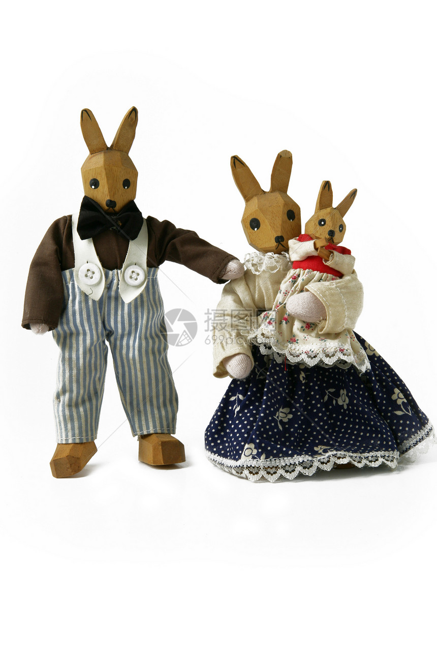玩具兔子家庭母亲妈妈夫妻手工孩子展示流行音乐父亲娃娃图片