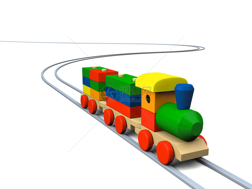 木制玩具火车插图童年蒸汽车厢木头铁路玩具机车儿童幼儿园乐趣图片