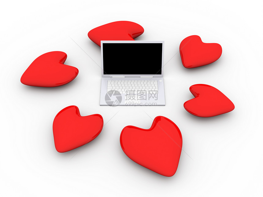 笔记本电脑在爱键盘情感合伙白色技术展示伙伴约会婚姻监视器图片