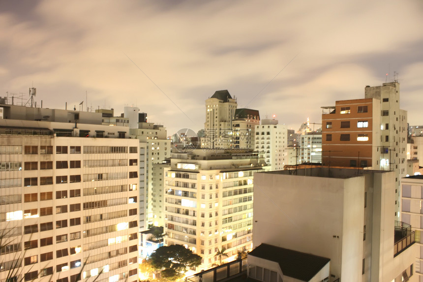 夜间圣保罗天线城市摩天大楼首都建筑中心风景天空建筑学旅行图片