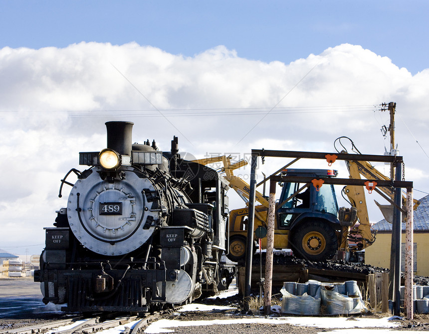 Cumbres和铁路 Antonito 美国科罗拉多世界旅行蒸汽挖掘机外观位置窄轨铁路运输机车运输图片