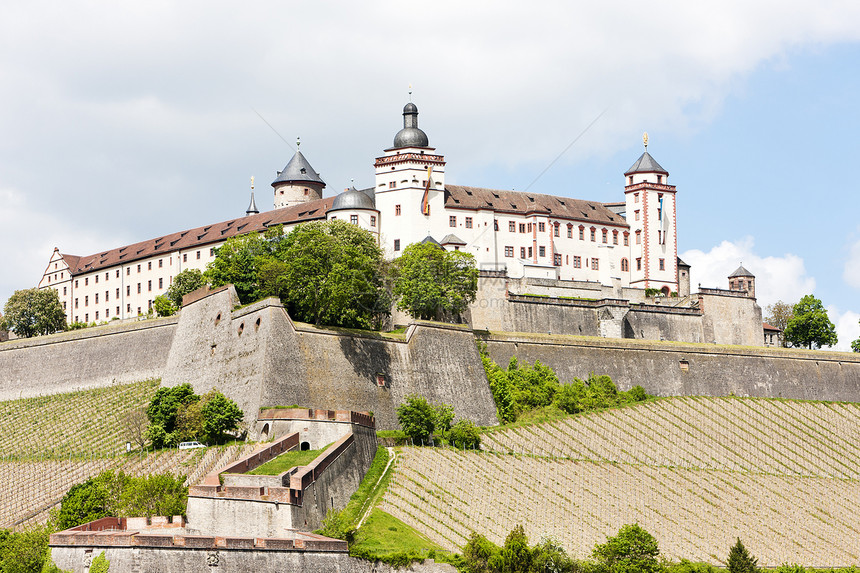 德国巴伐利亚Wurzburg地标建筑城市堡垒葡萄园历史性据点旅行世界遗产城堡图片